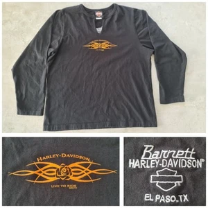 Vintage Harley Davidson TEXAS Shirt XL Extra Large Black Long Sleeve Women Girls - Picture 1 of 9