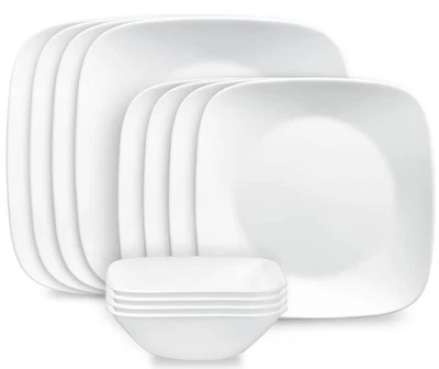 Corelle 12 piece Pure White Square Dinnerware Set Service for 4 - Image 1 of 4