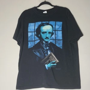 Camiseta De Colección Y2K Yunque Wes Benscoter Edgar Allen Poe Retrato Poeta Escritor Cuervo L - Imagen 1 de 5