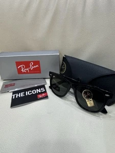 Ray-Ban Wayfarer TAGLIA 54 RB2140 901 54-18 Occhiali da Sole - Nero/Verde - Foto 1 di 9