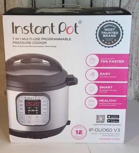 Instant Pot Pressure Cooker 6 QT MODEL IP-DU060 V3 7 in 1 Multi-Use NEW OPEN BOX - Picture 1 of 7