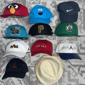Youth Kids 11 Hat Lot Snapback One Fitted Cap Nike Jordan New Era Elmo Cookie - Picture 1 of 5