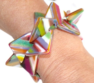 Sobral Early Neoconcretismo Bilateral Multicolor Shimmering Beads Bracelet - Image 1 of 4