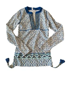 CABANA LIFE Girl’s Size 12 Embroidered Ruched Rashguard Swim Top UPF 50+ - Picture 1 of 8