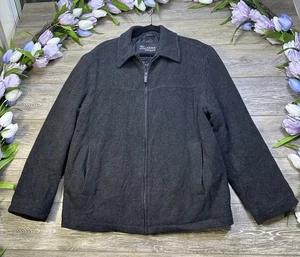 Italian Coat Medium Men’s Gray Wool Jacket Lined Zip Close Italy Fabric Premium - Picture 1 of 20
