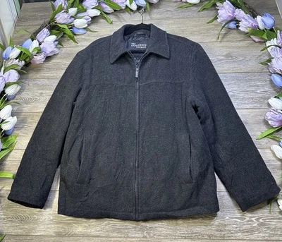 Italian Coat Medium Men’s Gray Wool Jacket Lined Zip Close Italy Fabric Premium - Image 1 of 4