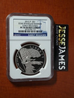 2012 P $1 PROOF SILVER STAR SPANGLED BANNER COMMEMORATIVE DOLLAR NGC PF70 ER - Image 1 of 2