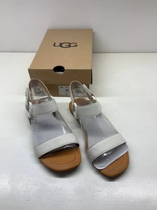 UGG White Rynell Leather Sandals Womens size 6 M - Picture 1 of 5