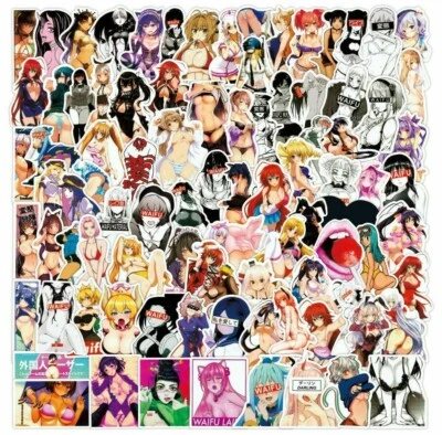 HYPEREALM 100pc Sexy Hentai Anime Waifu Girl Stickers Women Bikini Decal Vinyl Laptop Cars