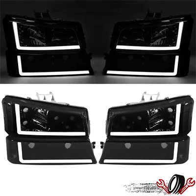 Par de faros LED para Silverado Avalanche 2003-2006 07 luces de parachoques luces de humo Foto 1 de 4