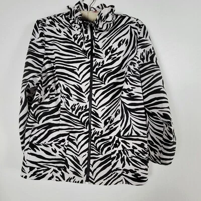 Chaqueta cortavientos Chicos Zenergy para mujer talla 2 negra blanca cebra safari lluvia Foto 1 de 4
