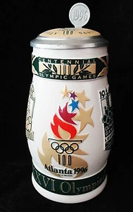 Piedra de cerveza vintage con tapa Anheuser-Busch #13 centenario de los Juegos Olímpicos 1996 - Imagen 1 de 5