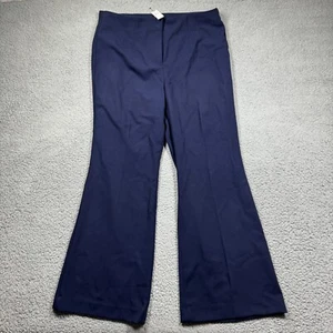 NWT Talbots Flared Leg Pants Women's Size 16 Blue Pull On Front Zip - Picture 1 of 11
