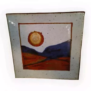 Piatto ceramica vintage Dennis Kirchmann arte ceramica Indiana paesaggio firmato USA - Foto 1 di 9