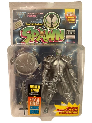 Vintage 1995 McFarlane Toys SPAWN Silver Medieval Spawn "Special Edition" (NIP) - Image 1 of 4