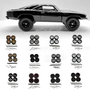 4x RC Wheels and Tires RC Alloy Car Accessories for 1/64 Scale Model Trucks - Picture 1 of 37