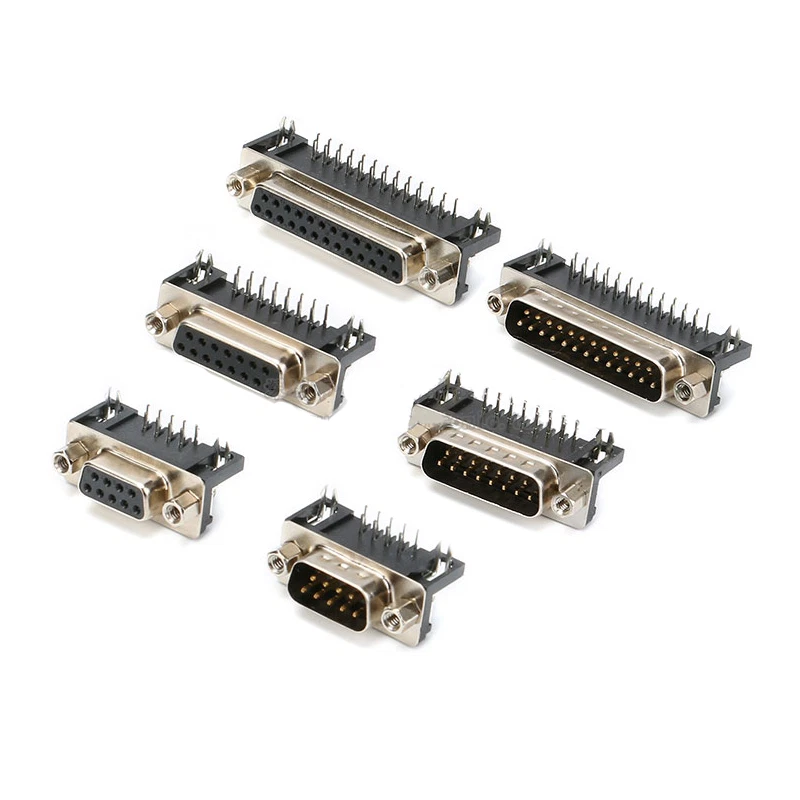DR15 DIY 9/15/25-pin Serial D-Sub Connector Right Angle - Male & Female Plug - Image 1 of 4