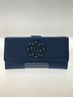 Auth Gucci Fold Purse Long Wallet Gg Logo Blue Leather Itary