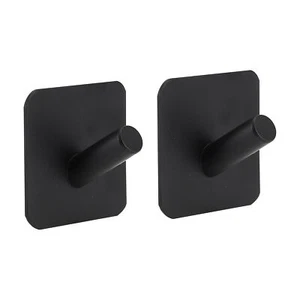 2 piezas ganchos adhesivos ganchos para abrigo de toallas ganchos de pared palo en baño negro - Imagen 1 de 6