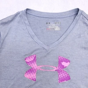 Under Armour Casual Long Sleeve Graphic T-Shirt Youth Girls Size Large L Gray - Picture 1 of 9