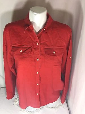 Camisa roja abotonada American Living para hombre talla grande manga larga Bin62#7 Foto 1 de 4
