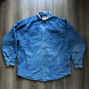 Wrangler Premium Quality Men Denim Shirt Size L Warm Winter Spring Autumn Long - Picture 1 of 10