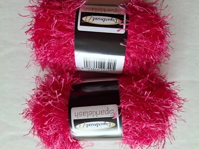 Department 71 Sparklelash sparkly eyelash yarn, Flamingo, lot of 2 (103 yds ea) - Image 1 of 2
