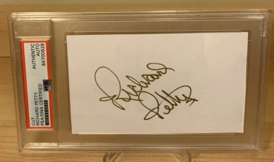Richard Petty NASCAR HOF Autographed Signed Index Cut PSA Slabbed COA - Image 1 of 4