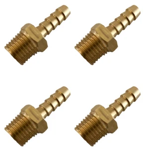 (4pcs) 3/16" OD Barb X 1/8" Male NPT Brass Hose Barb Air, Fuel, Oil, Liquid - Picture 1 of 6