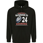 24 Year Wedding Anniversary 24th Rugby Mens 80% Cotton Hoodie