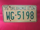 LICENSE PLATE Car Tag 1975 OKLAHOMA WG 5198 Wagoner County [Y5A