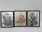 Framed Foil Art Bundle Owl Birds, Audrey North & Lions - M Fennell Metallic 3D 