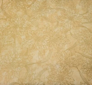 Sounds of the Season BTY Quilting Treasures Gold Music Poinsettia Golden Tan - Picture 1 of 3