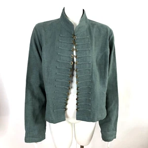 Soft Surroundings Women's Jacket Vintage Open Front Green XL Ramie Metal Button - Picture 1 of 16