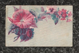 Tarjeta de llamadas victoriana con pensamiento de gloria matutina y otras flores 3,5 x 2 - Imagen 1 de 2
