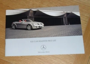 Mercedes SLK Class Roadster Price Guide 2007-2008 - SLK 200K 280 350 SLK 55 AMG - Picture 1 of 1