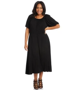 NEW KAREN KANE BLACK PESANT FLARE RAYON MIDI DRESS SIZE 1 X WOMEN $138 - Picture 1 of 3