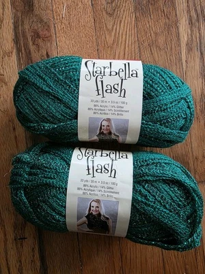 Premier Yarns Starbella Flash Ribbon Scarf Yarn Emerald #16-13 Green, Lot of 2 - Image 1 of 2