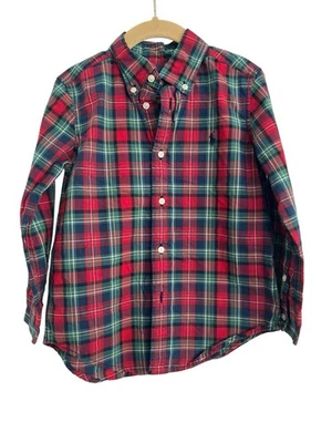 Ralph Lauren 儿童蹒跚学步男孩 4/4T 格子假日礼服衬衫 — 第 1/4 张图片