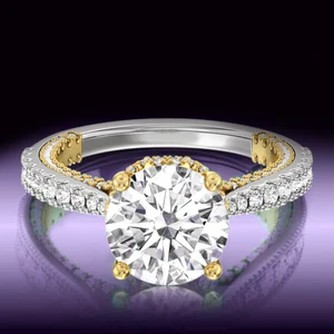 14k Multitone Gold Ring Lab Grown Round Diamond 3 Ct IGI Certified E F VS - Picture 1 of 9