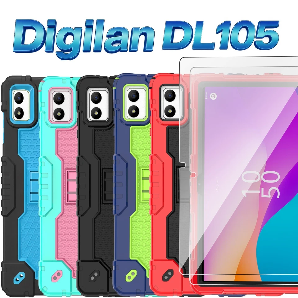 Rugged Shockproof Case for Digilan DL105 10.1 Tablet with Stand & Strap - Image 1 of 1