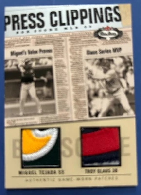 2003 Fleer Box Score "Press Clippings" Dual Patch Tejada/Glaus 057/150 - Image 1 of 2