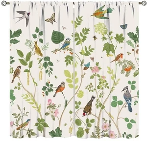 Flowers Birds Curtains,Vintage Floral Garden Window Treatments for Bedroom Li... - Bild 1 von 8