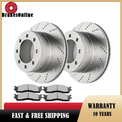 Pastillas de rotores de freno traseras aptas para Dodge RAM 2500/3500 2003-2008 2x4 o 4x4 ranuradas Foto 1 de 4