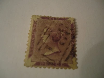 timbre Sierra Leone postage-six pence-lilas-oblitéré-vers 1859 - Photo 1/2