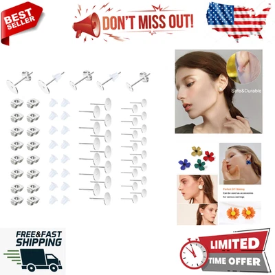 450 PIEZAS Poste de Pendiente Almohadilla Plana de Acero Inoxidable, Mariposa y Goma Bala Earri Foto 1 de 4