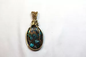 Pendenti in pietra avvolti con filo - pietra di Shattuckite - Foto 1 di 27