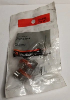 Radio Shack #274-0252  1/4" Mono Phone Jack Pair, Panel Mount NIP - Image 1 of 2