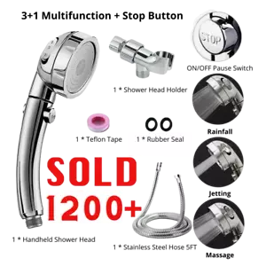 3 In 1 High Pressure Showerhead Handheld Shower Head FREE PRIORITY MAIL SHIPPING - Picture 1 of 12