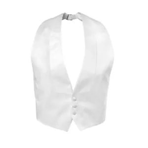 New Men's S M L XL White Satin Tuxedo Tux Vest Bow low cut Open back adjustable - Picture 1 of 2